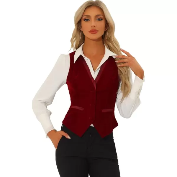 Allegra K Velvet Suit Waistcoat for Women's Retro Sleeveless Steampunk Blazer Dressy Vest