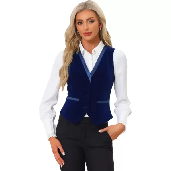 Allegra K Velvet Suit Waistcoat for Women's Retro Sleeveless Steampunk Blazer Dressy Vest