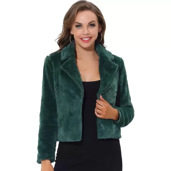 Allegra K Women's Cropped Faux Fur Jacket Lapel Cardigan Shrug 2023 Winter Fluffy Faux Fur Coat