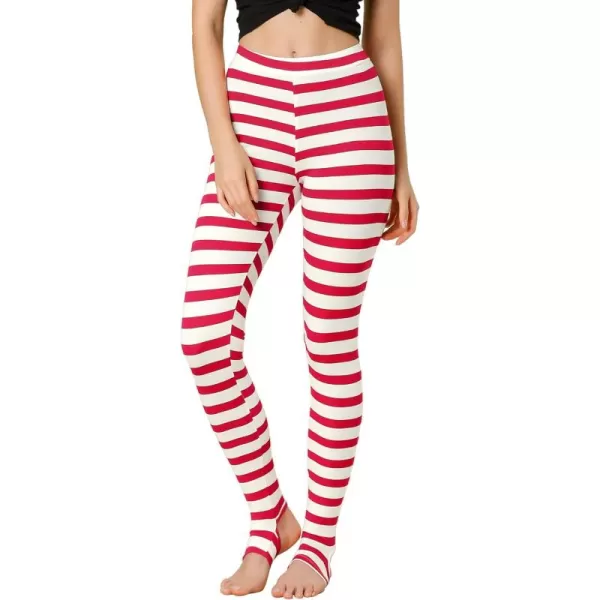 Allegra K Women's Leggings Printed High Waist Elastic Waistband Party Yoga Christmas Stirrup Pants