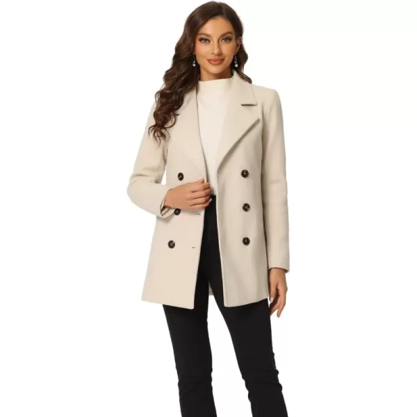 Allegra K Women's Long Sleeves Double Breasted Button Winter Outerwear Pea Coat