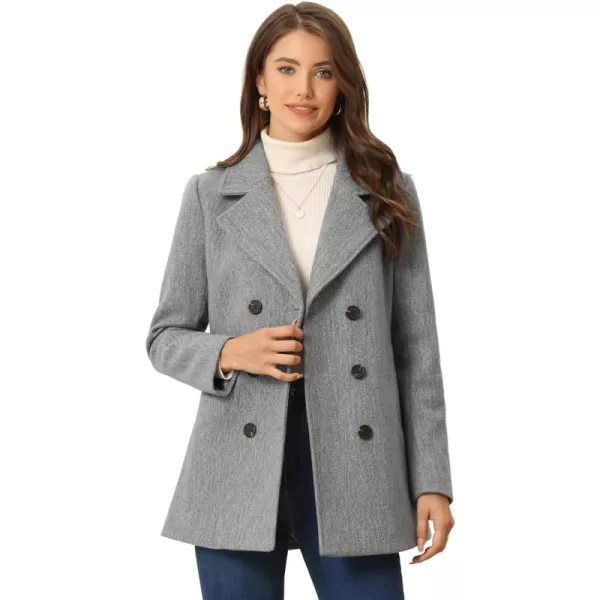 Allegra K Women's Long Sleeves Double Breasted Button Winter Outerwear Pea Coat