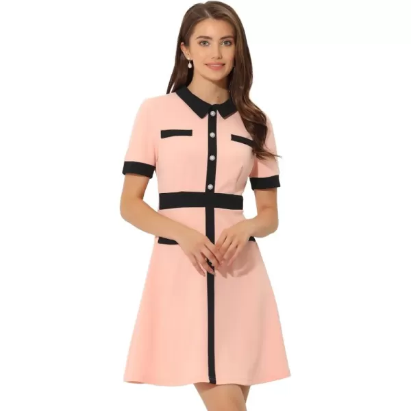 Allegra K Women's Vintage Work Dress Contrast Color Fit and Flare Dresses
