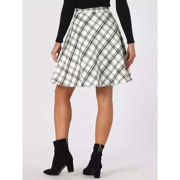 Allegra K Women's Plaids Vintage Tartan Elastic Waist Knee Length A-Line Skirt