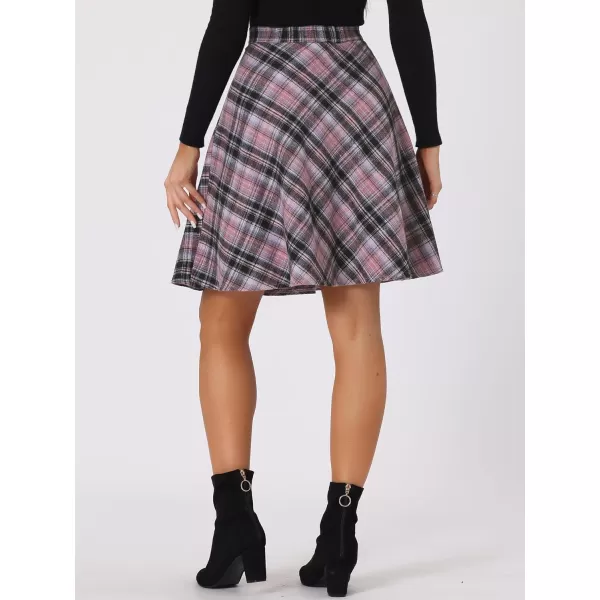 Allegra K Women's Plaids Vintage Tartan Elastic Waist Knee Length A-Line Skirt