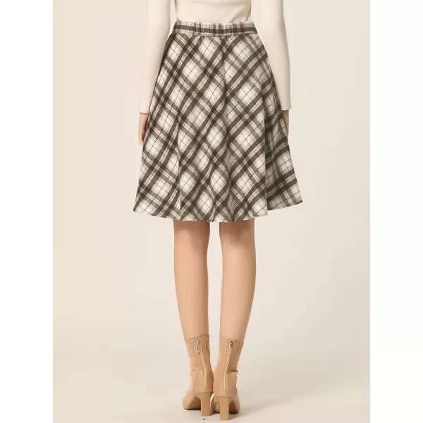 Allegra K Women's Plaids Vintage Tartan Elastic Waist Knee Length A-Line Skirt