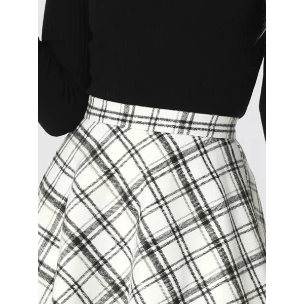 Allegra K Women's Plaids Vintage Tartan Elastic Waist Knee Length A-Line Skirt