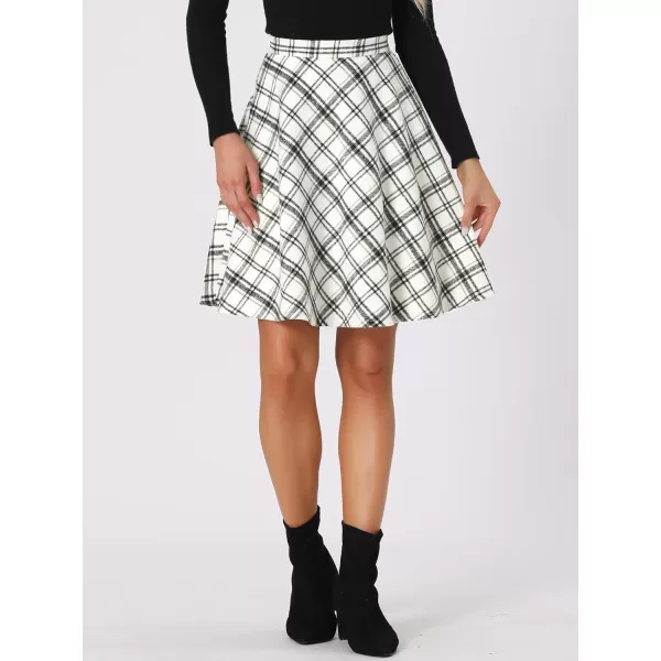 Allegra K Women's Plaids Vintage Tartan Elastic Waist Knee Length A-Line Skirt