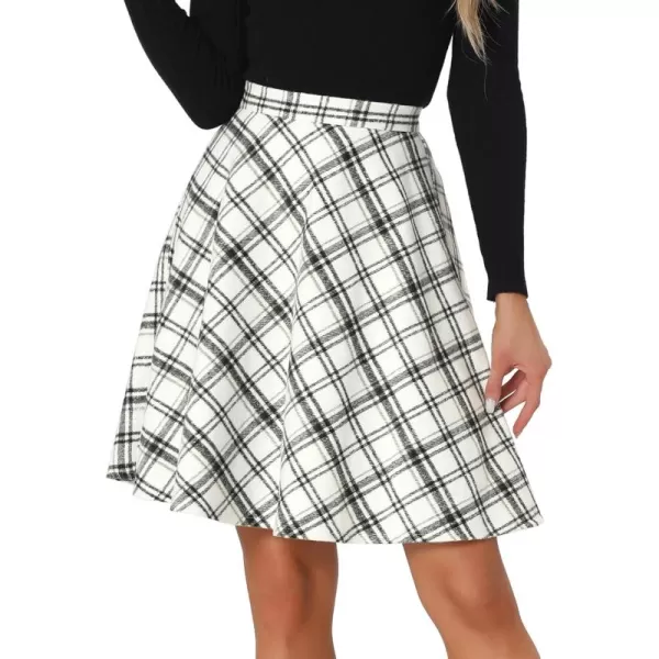 Allegra K Women's Plaids Vintage Tartan Elastic Waist Knee Length A-Line Skirt