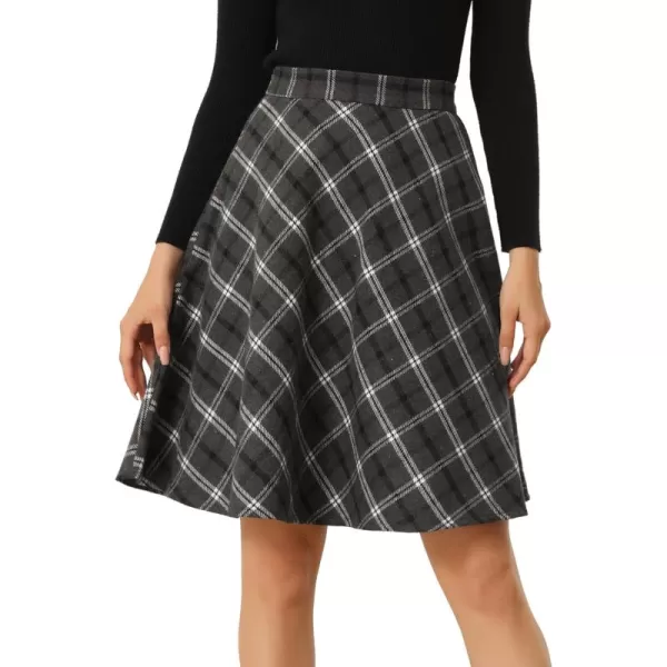 Allegra K Women's Plaids Vintage Tartan Elastic Waist Knee Length A-Line Skirt