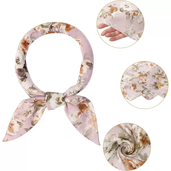 Allegra K Women Chiffon Scarves - 27.6" X27.6" - Floral Print Square Kerchief Neck Scarf Neckerchief