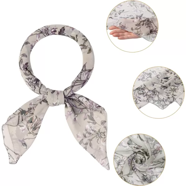 Allegra K Women Chiffon Scarves - 27.6" X27.6" - Floral Print Square Kerchief Neck Scarf Neckerchief