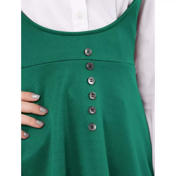 Allegra K Women's Christmas Overalls Pinafore Button Decor Mini Dress Suspenders Skirt