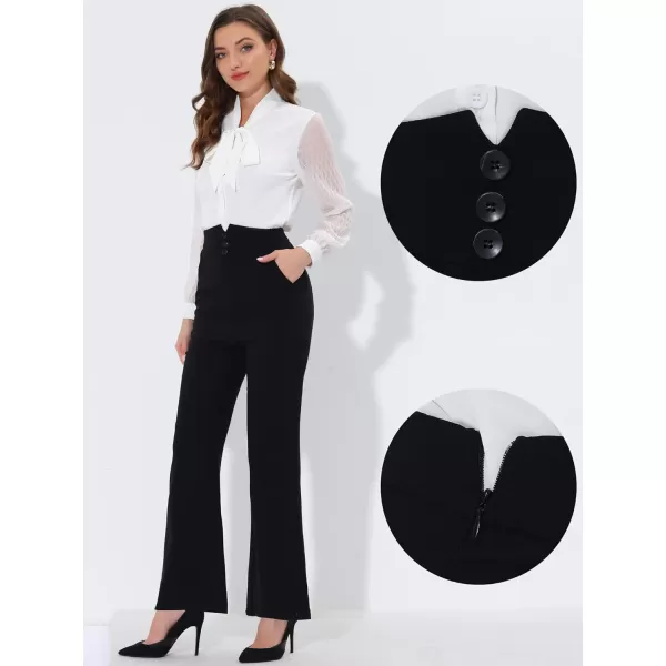 Allegra K High Waist Work Long Pant for Women's Flare Wide Leg Solid Trouser Pants