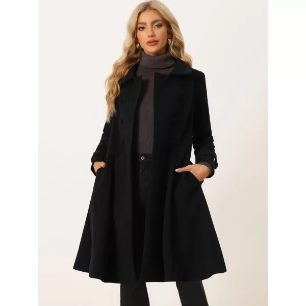 Allegra K Women's St. Patrick's Day Elegant Winter Overcoat Lapel Collar Swing Double Breasted Long Coat