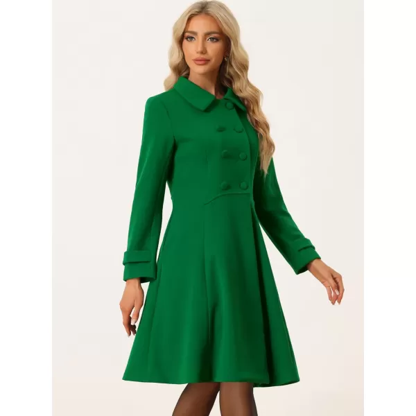 Allegra K Women's St. Patrick's Day Elegant Winter Overcoat Lapel Collar Swing Double Breasted Long Coat