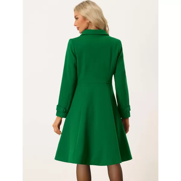 Allegra K Women's St. Patrick's Day Elegant Winter Overcoat Lapel Collar Swing Double Breasted Long Coat