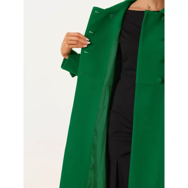 Allegra K Women's St. Patrick's Day Elegant Winter Overcoat Lapel Collar Swing Double Breasted Long Coat