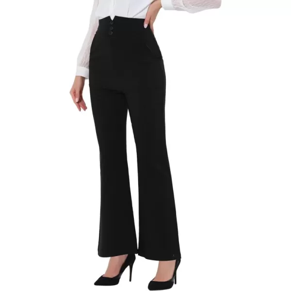 Allegra K High Waist Work Long Pant for Women's Flare Wide Leg Solid Trouser Pants