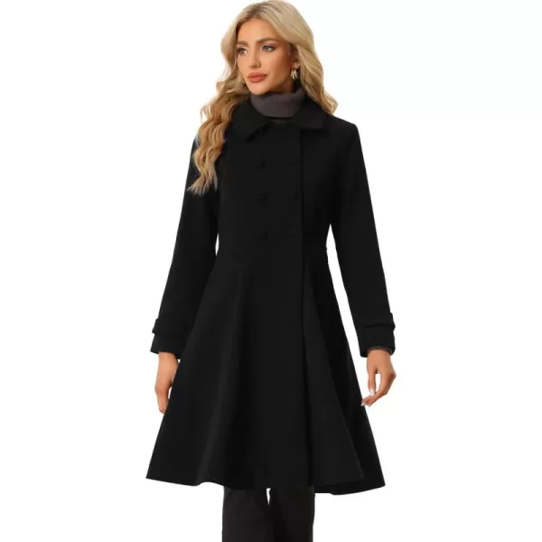 Allegra K Women's St. Patrick's Day Elegant Winter Overcoat Lapel Collar Swing Double Breasted Long Coat