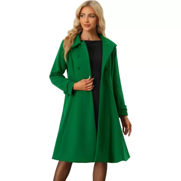 Allegra K Women's St. Patrick's Day Elegant Winter Overcoat Lapel Collar Swing Double Breasted Long Coat