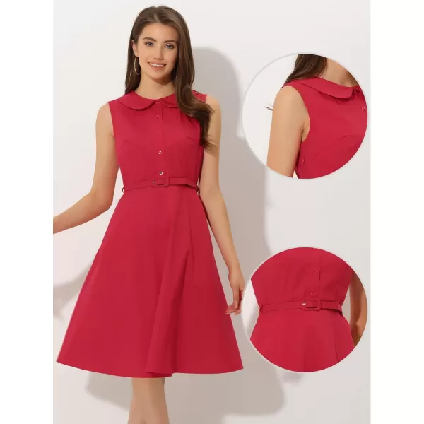 Allegra K Peter Pan Collar Vintage Retro Dresses for Women's Doll Collar Sleeveless Cotton a Line Shirt Dress