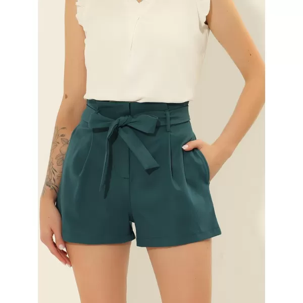 Allegra K Women's Bow Tie High Waist Short Paper Bag Shorts