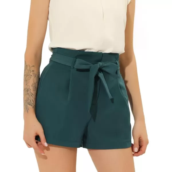 Allegra K Women's Bow Tie High Waist Short Paper Bag Shorts