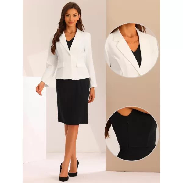 Allegra K Business Dress Suit Sets for Women's 2 Piece Outfit Work Office Notched Lapel Jacket Blazer Solid V Neck Dress