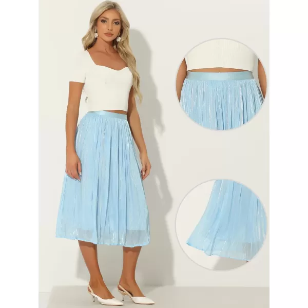 Allegra K High Elastic Waist Skirt for Women's A-Line Swing Midi Pleated Skirts