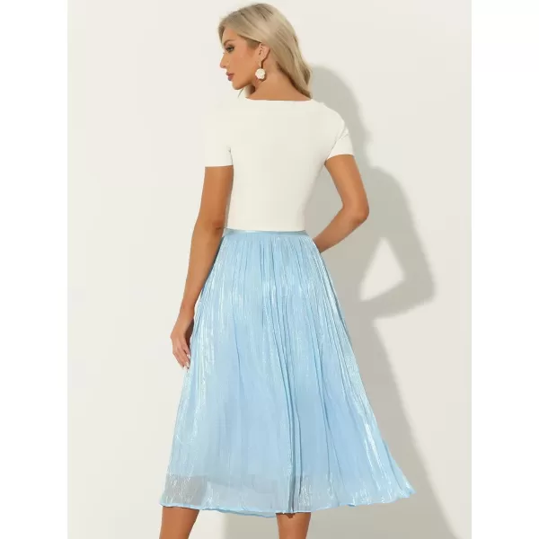 Allegra K High Elastic Waist Skirt for Women's A-Line Swing Midi Pleated Skirts