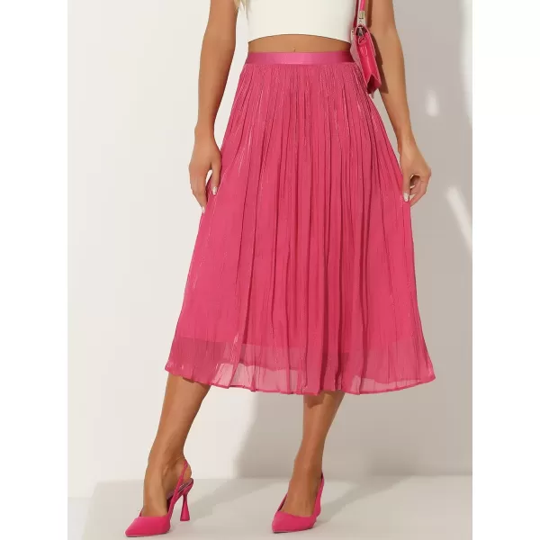 Allegra K High Elastic Waist Skirt for Women's A-Line Swing Midi Pleated Skirts