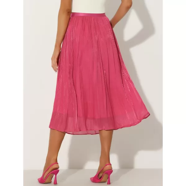 Allegra K High Elastic Waist Skirt for Women's A-Line Swing Midi Pleated Skirts