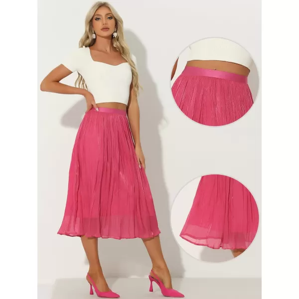 Allegra K High Elastic Waist Skirt for Women's A-Line Swing Midi Pleated Skirts