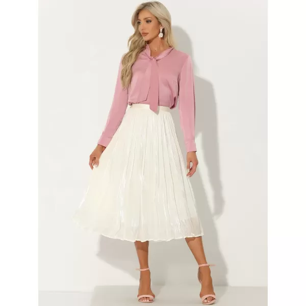 Allegra K High Elastic Waist Skirt for Women's A-Line Swing Midi Pleated Skirts