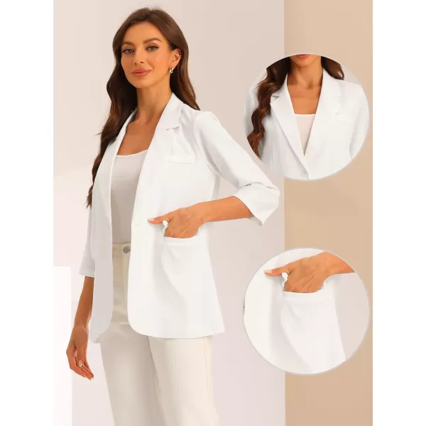 Allegra K Work Office 3/4 Sleeve Business Casual Outfits Blazers for Women's Lapel Collar Dressy Casual Suit Jacket