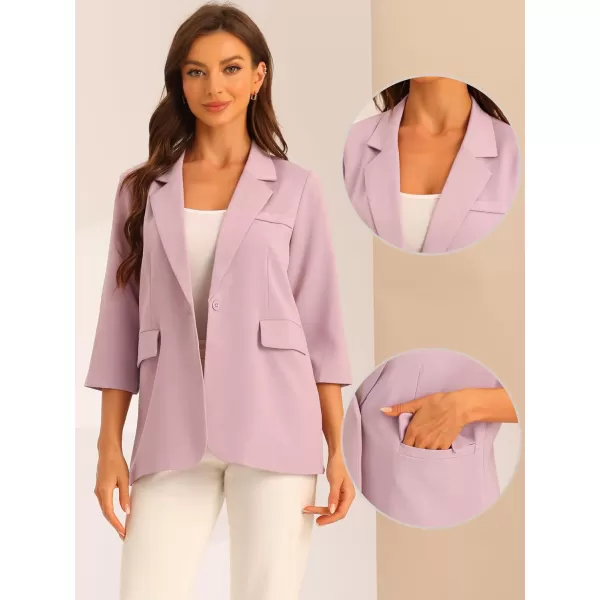 Allegra K Work Office 3/4 Sleeve Business Casual Outfits Blazers for Women's Lapel Collar Dressy Casual Suit Jacket