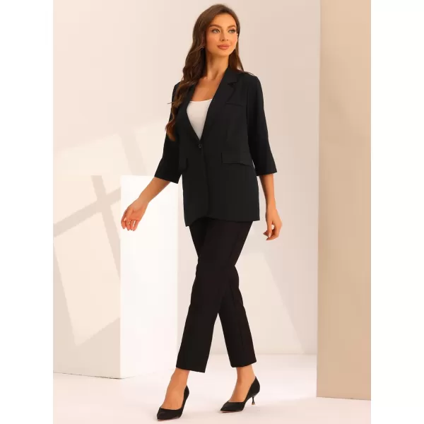 Allegra K Work Office 3/4 Sleeve Business Casual Outfits Blazers for Women's Lapel Collar Dressy Casual Suit Jacket