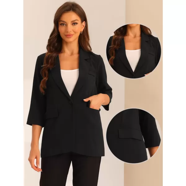 Allegra K Work Office 3/4 Sleeve Business Casual Outfits Blazers for Women's Lapel Collar Dressy Casual Suit Jacket