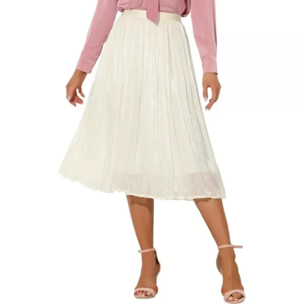 Allegra K High Elastic Waist Skirt for Women's A-Line Swing Midi Pleated Skirts