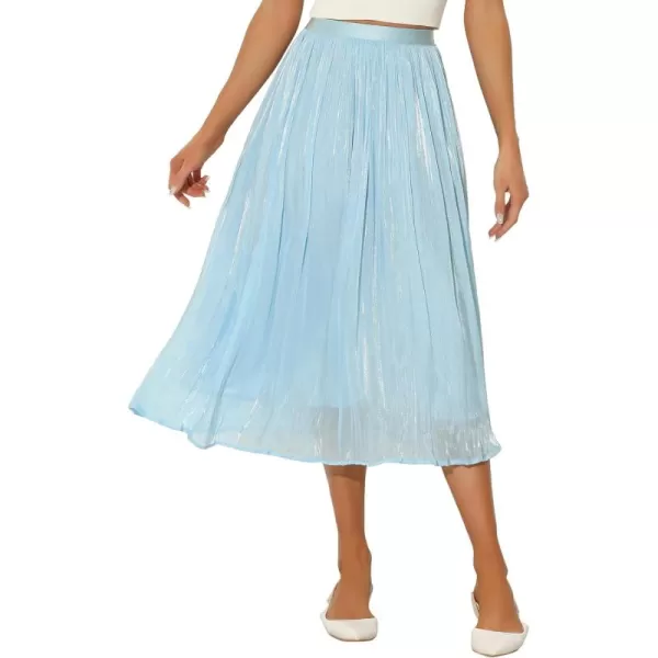 Allegra K High Elastic Waist Skirt for Women's A-Line Swing Midi Pleated Skirts