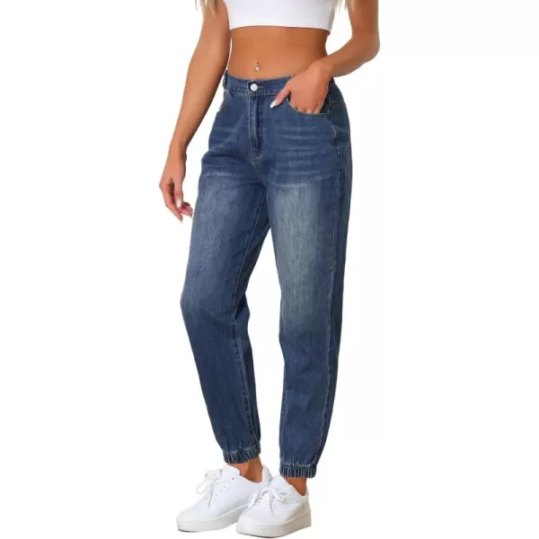 Allegra K Jean Joggers for Women's Casual High Waisted Elastic Waist Denim Pants