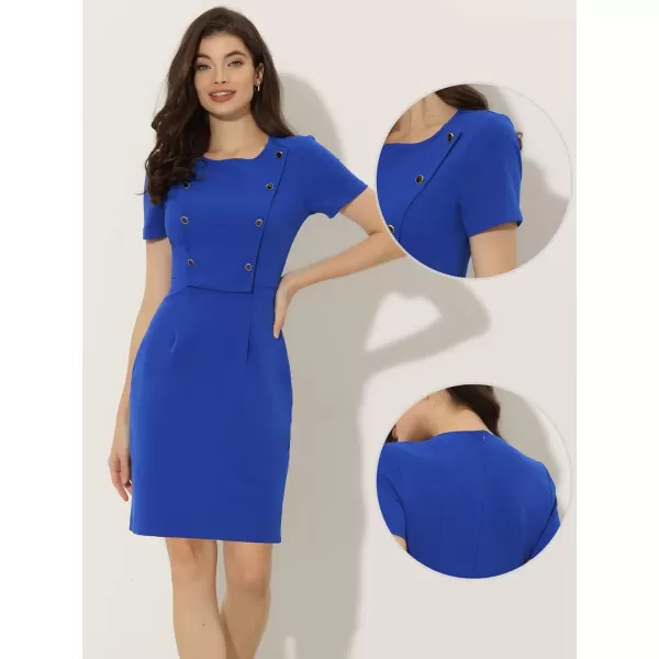 Allegra K Short Sleeve Sheath Dress for Women's Business Casual Bodycon Pencil Dress