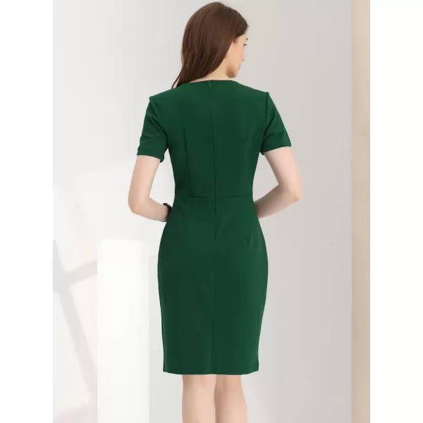 Allegra K Short Sleeve Sheath Dress for Women's Business Casual Bodycon Pencil Dress