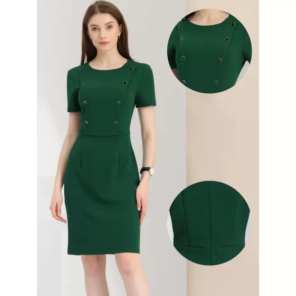 Allegra K Short Sleeve Sheath Dress for Women's Business Casual Bodycon Pencil Dress