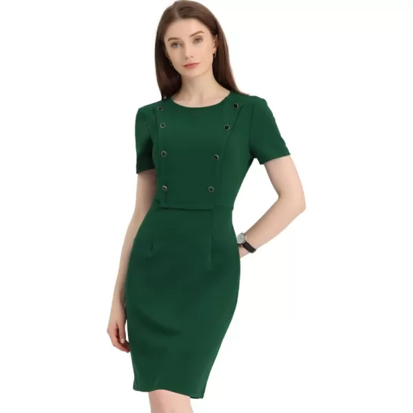 Allegra K Short Sleeve Sheath Dress for Women's Business Casual Bodycon Pencil Dress