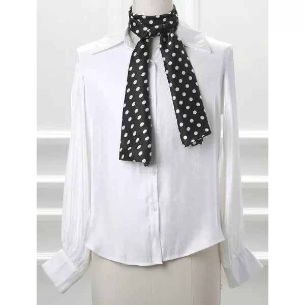 Allegra K Women Retro Polka Dots Skinny Scarf Neck Scarves Wrap Long Neckerchief Hair Band