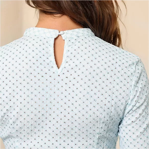 Allegra K Women's Dots Tops Crew Neck Long Sleeves Hollow Out Elegant Blouses