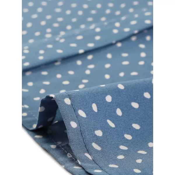 Allegra K Women's Ruffle Summer Dots Print 1950s Retro Short Sleeve Button Down Blouse Top