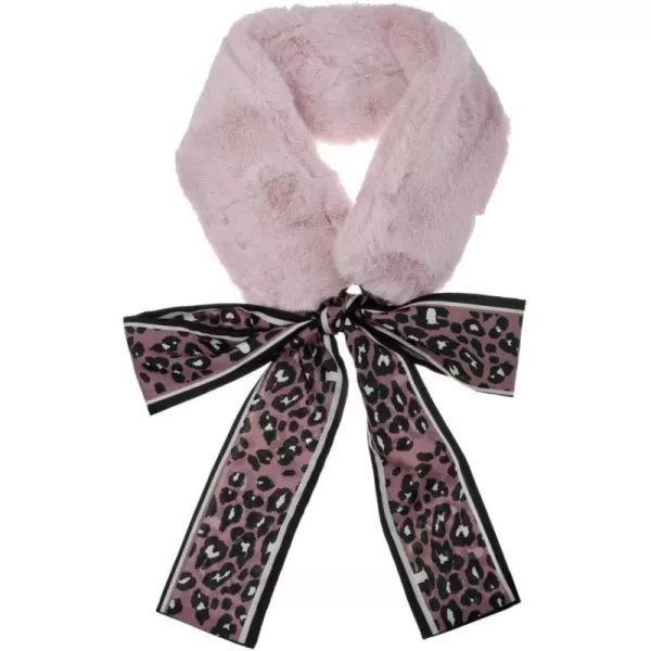 Allegra K Leopard Ribbons Faux Fur Winter Wrap Collar Scarf Plush Neck Scarves Warmer for Women